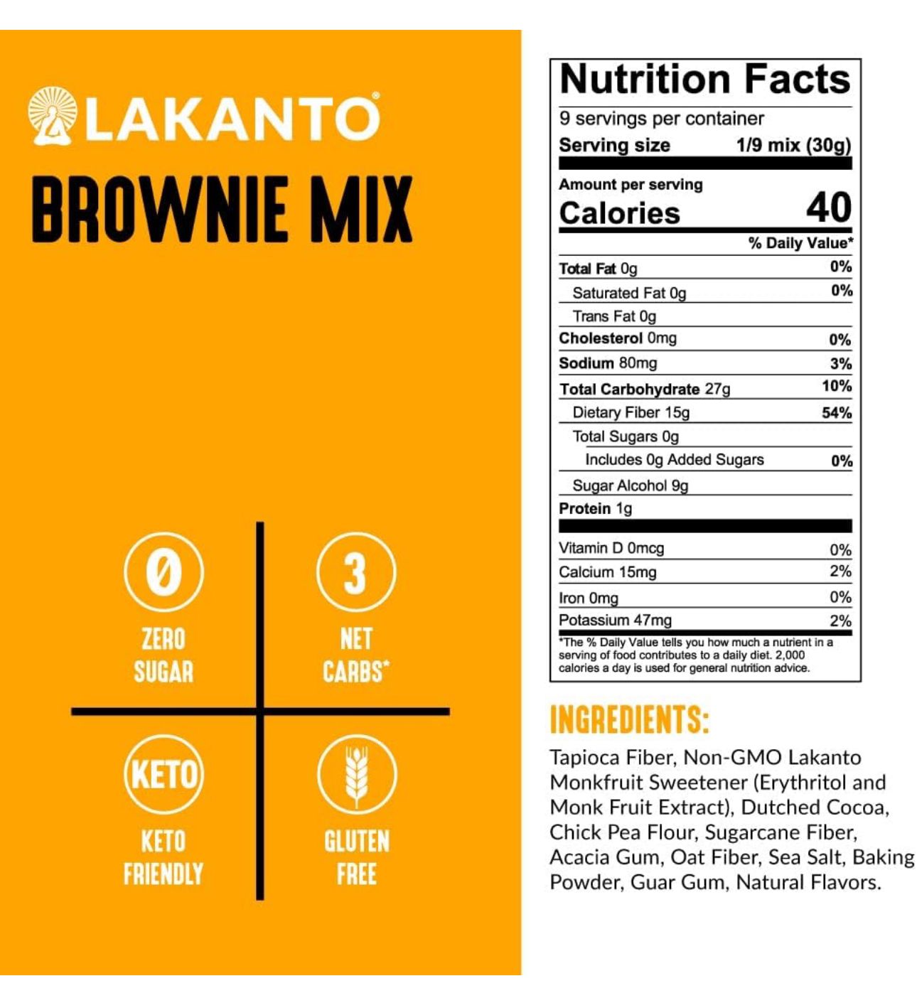 Mezcla para Brownies sin azúcar Lakanto