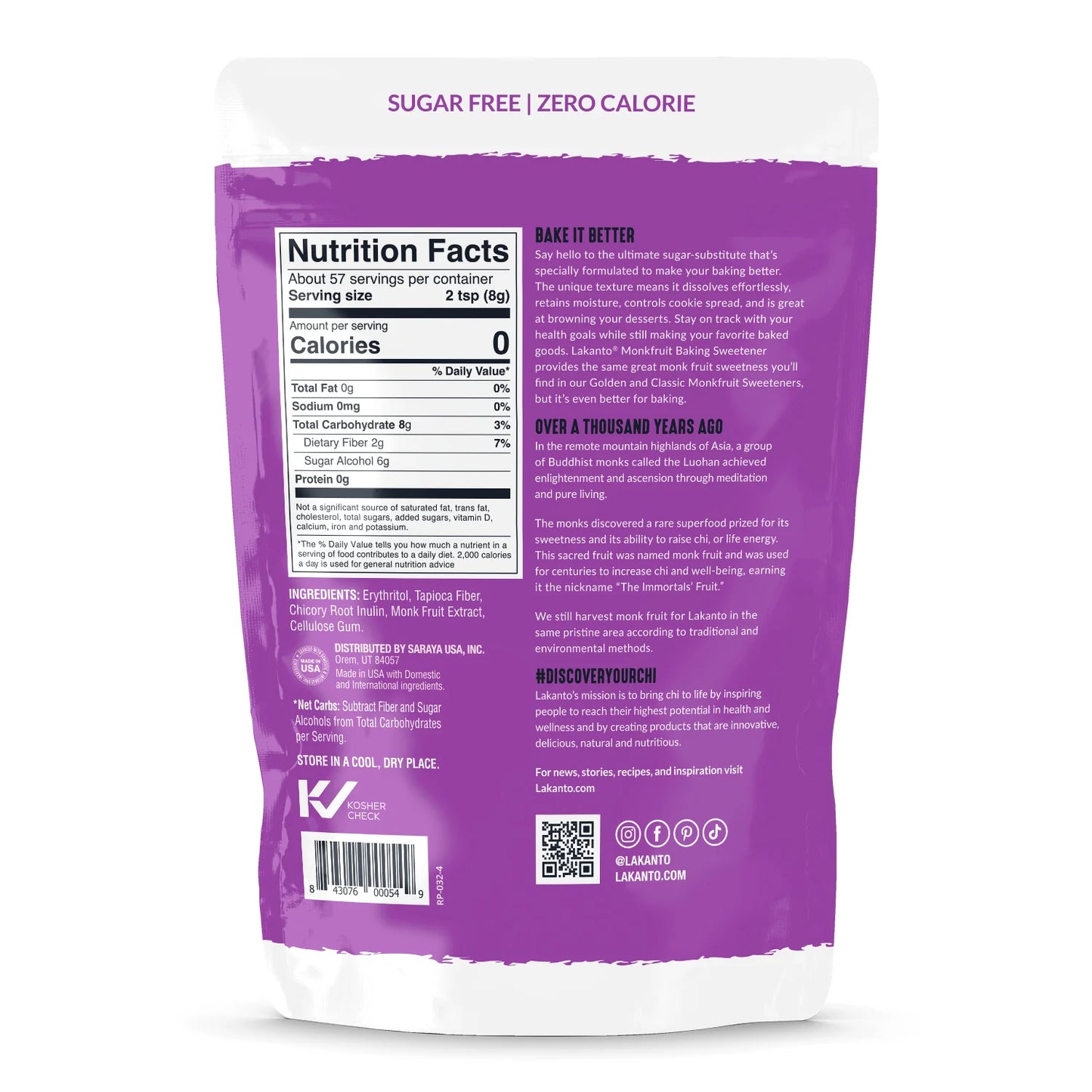 Monk Fruit Sweetener for Baking - 1:1 Sugar Substitute