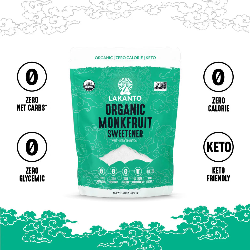 Organic Classic Monkfruit and Erythritol Sweetener - White Sugar Replacement