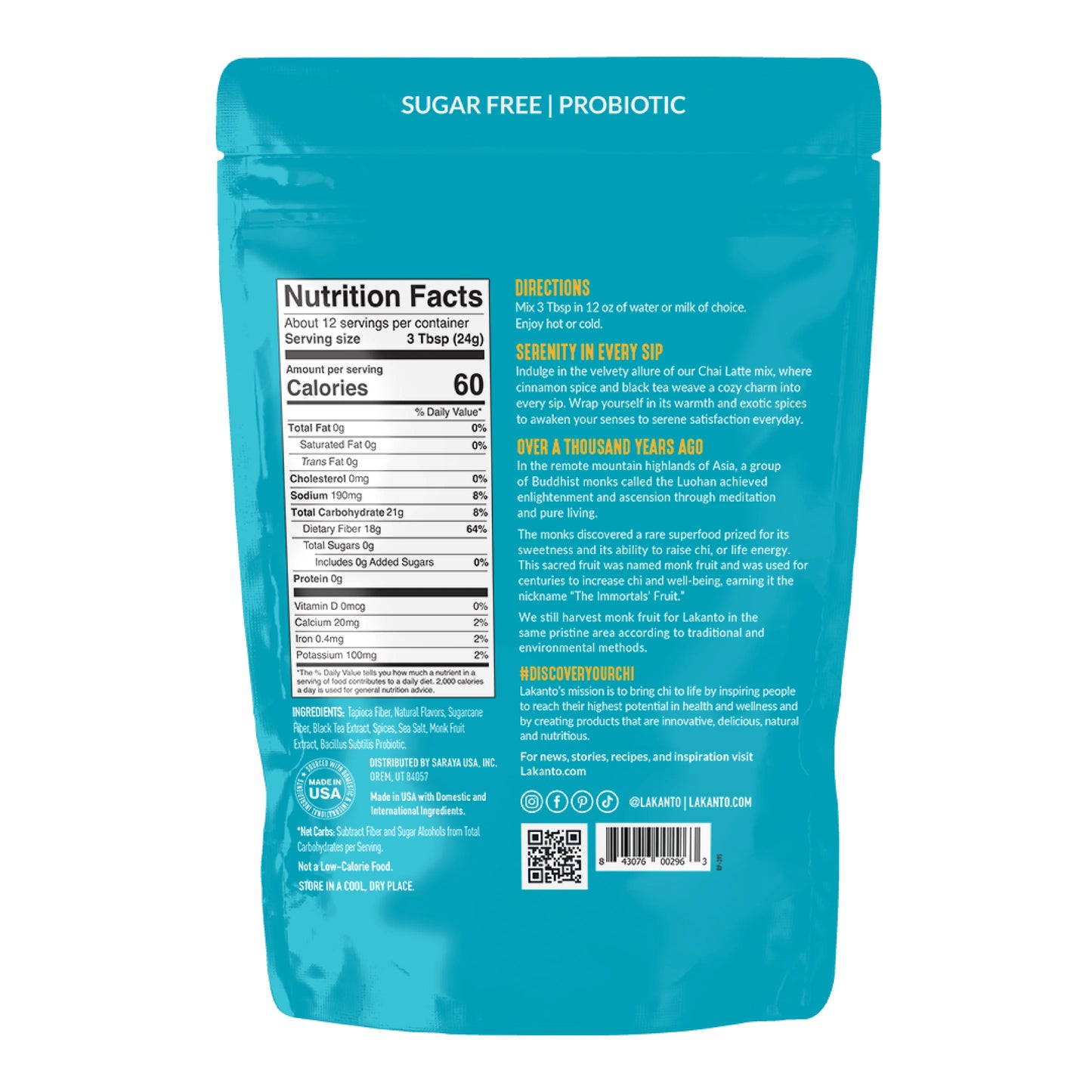 Monk Fruit Sweetened Chai Latte Drink Mix