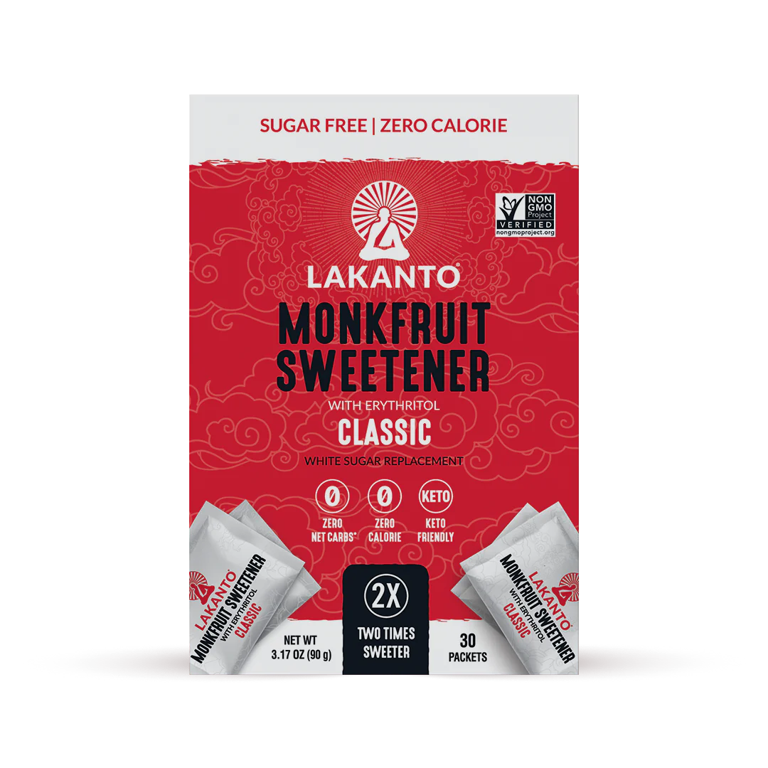 Classic Monkfruit and Erythritol 2:1 Sweetener Packets - White Sugar Replacement