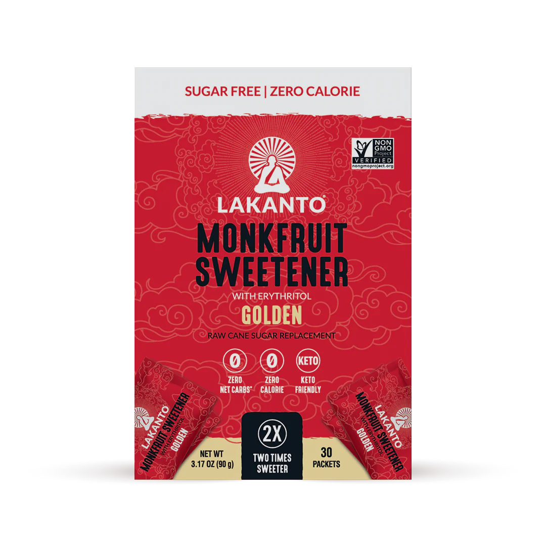 Golden Monkfruit and Erythritol 2:1 Sweetener Packets - Raw Cane Sugar Replacement