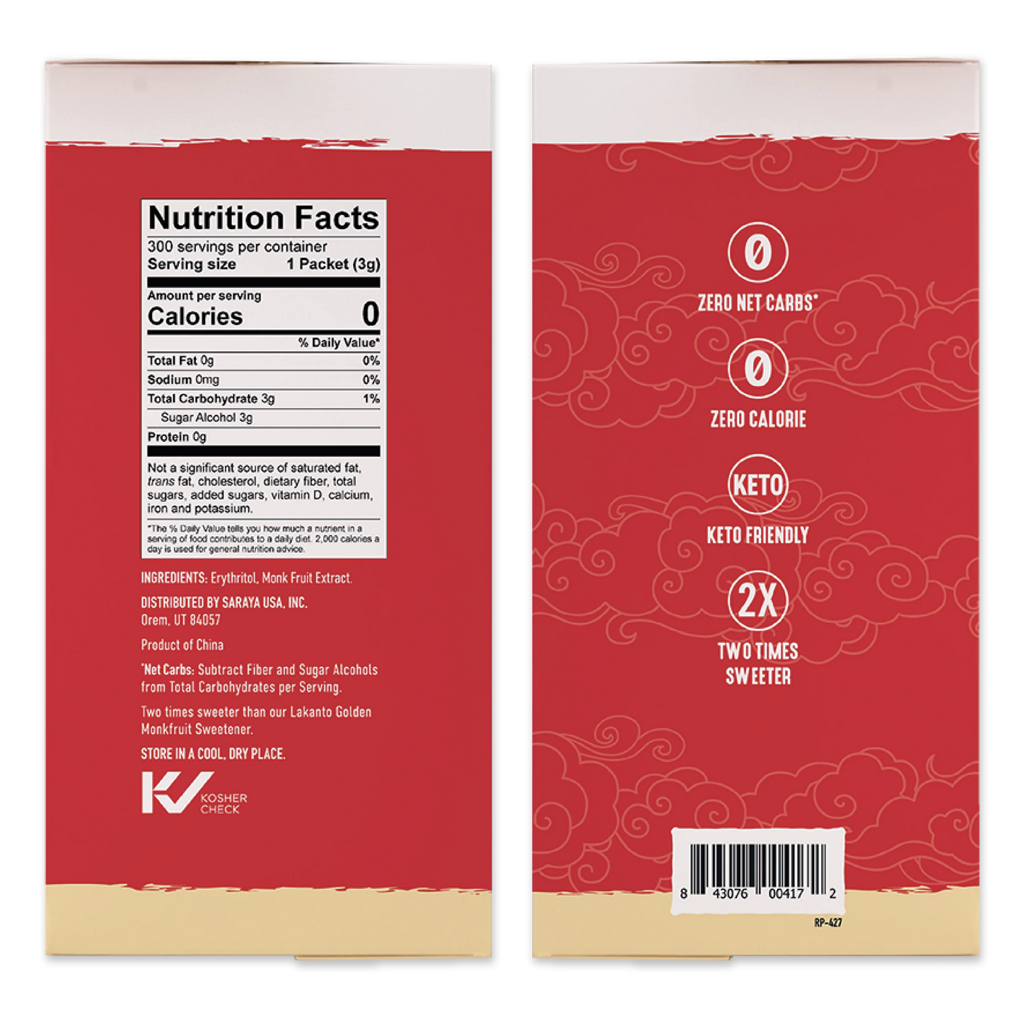 Golden Monkfruit and Erythritol 2:1 Sweetener Packets - Raw Cane Sugar Replacement